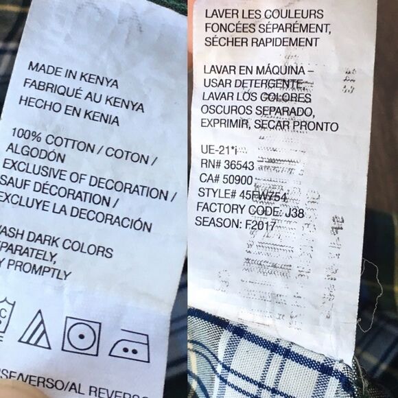 IZOD Plaid Cotton Button Down Long Sleeve Shirt Blue Green White M - Picture 4 of 4